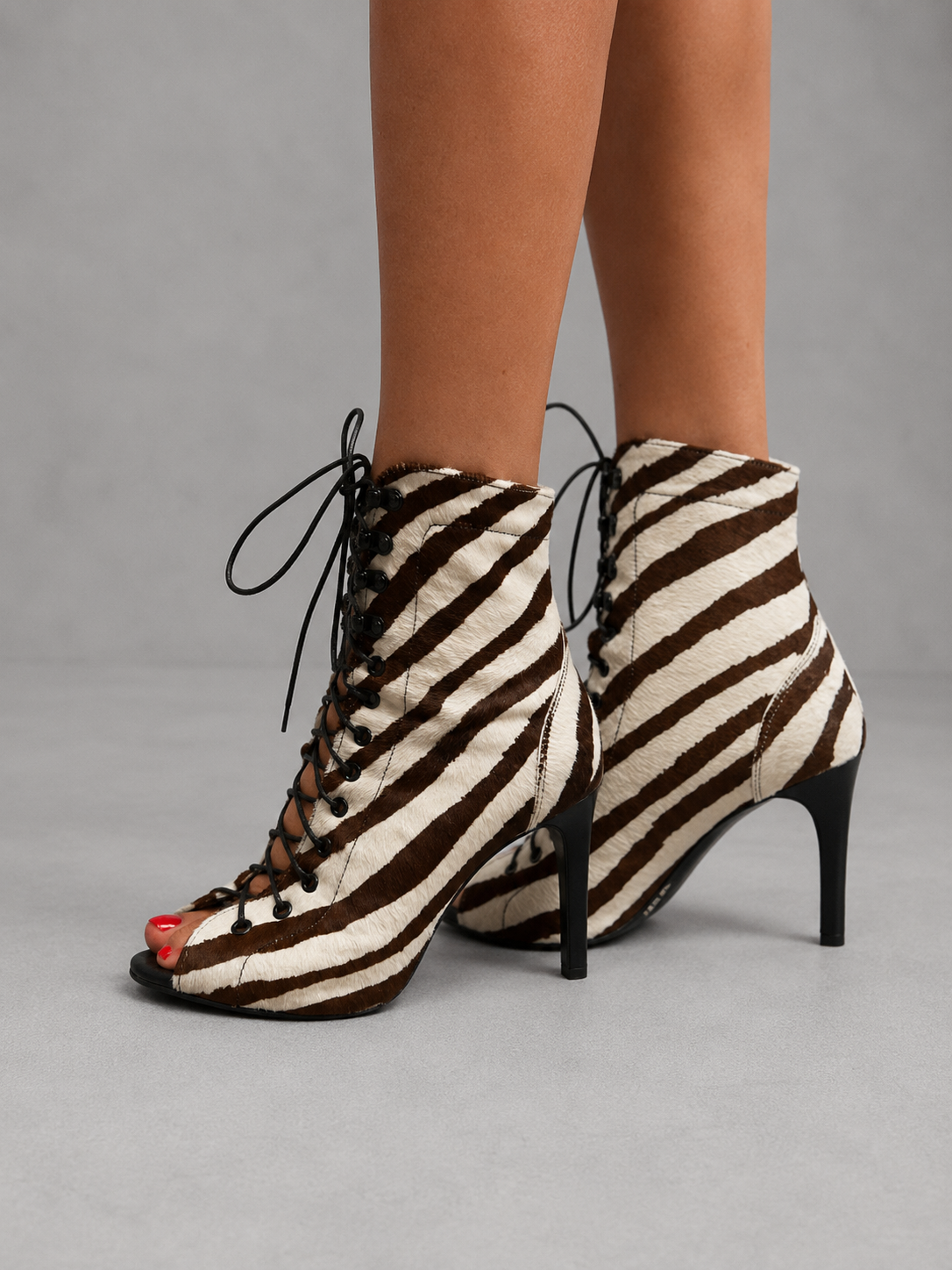 Botki do tańca High Heels 9 cm – beżowo-brązowy wzór