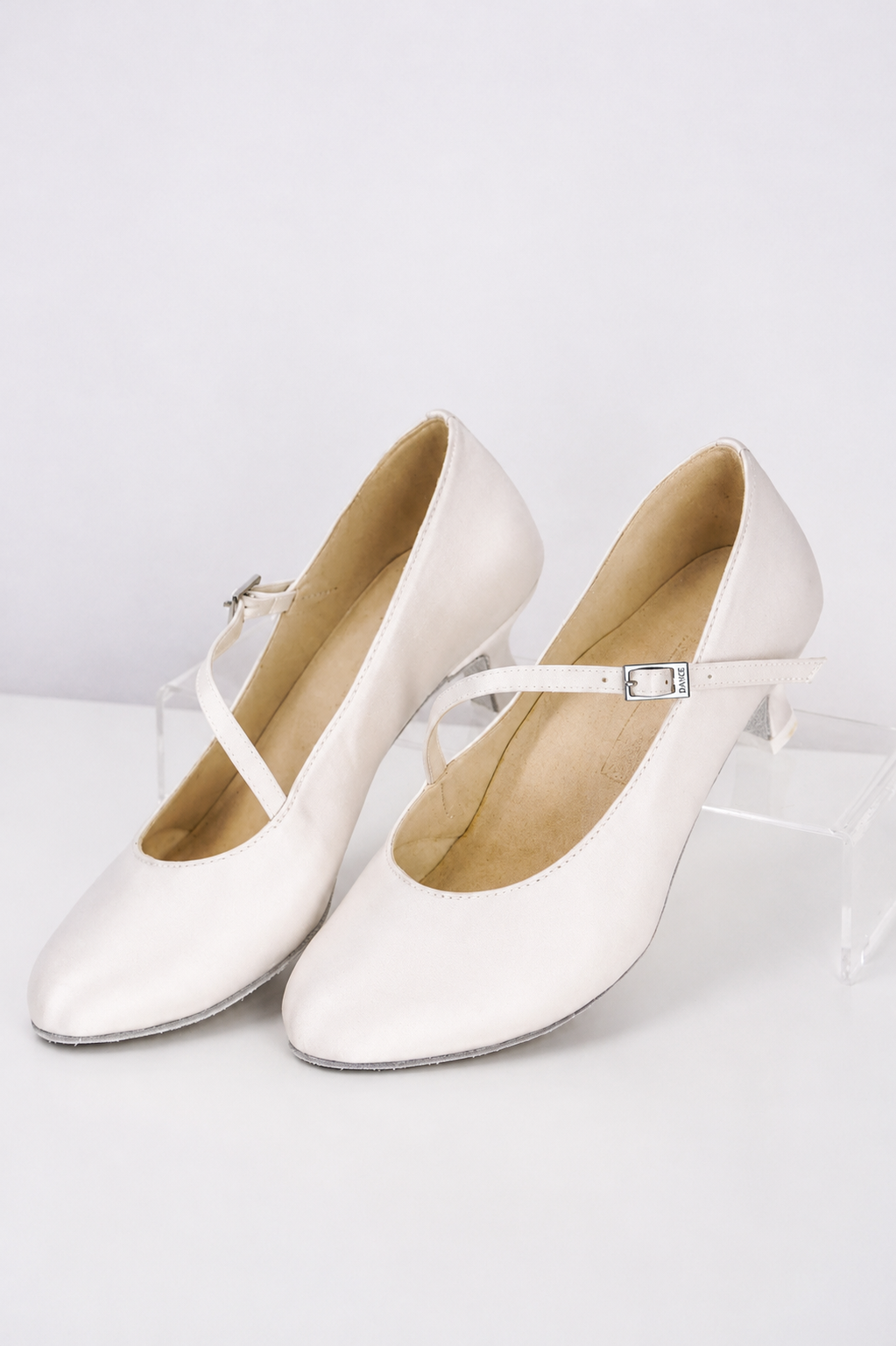 Galex – białe satynowe buty Standard do tańca, obcas 4,5 cm