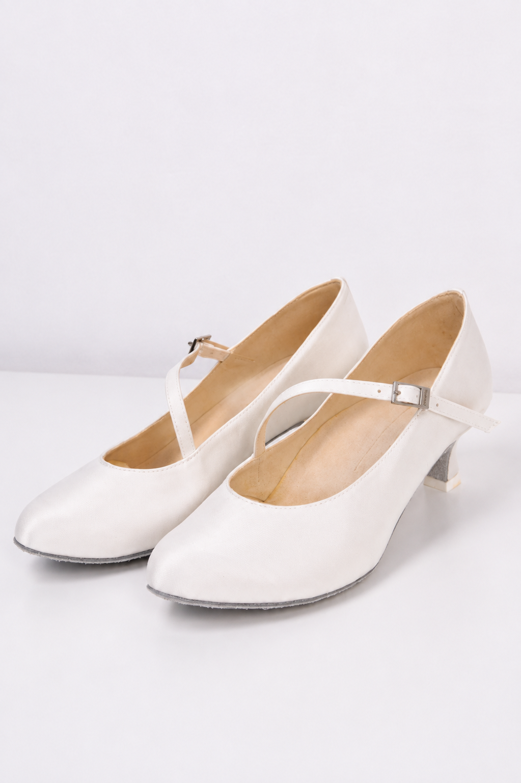 Galex – białe satynowe buty Standard do tańca, obcas 4,5 cm
